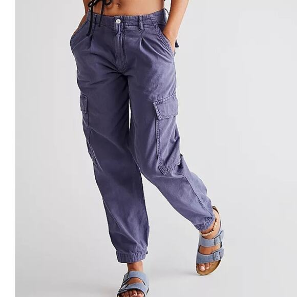 Free People Pants - Free People Size 10 Blue First Light Utility Pants Cargo Pants Joggers Straight